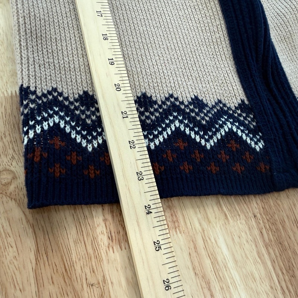 Vintage 70's Montgomery Ward Sweater Mens M Fair Isle Nordic Zip Shawl Collar - Picture 5 of 8